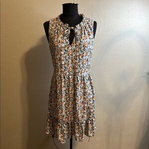 Iz Byer Cream Sleeveless Sundress with Peter Pan Collar
